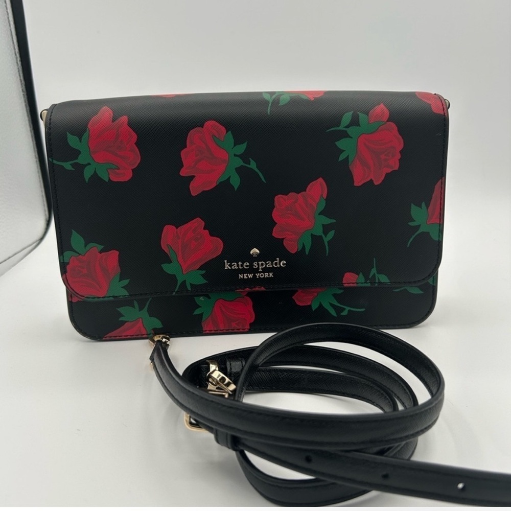 Kate Spade Black and Red Roses Disney Beauty And The Beast Bag NWOT